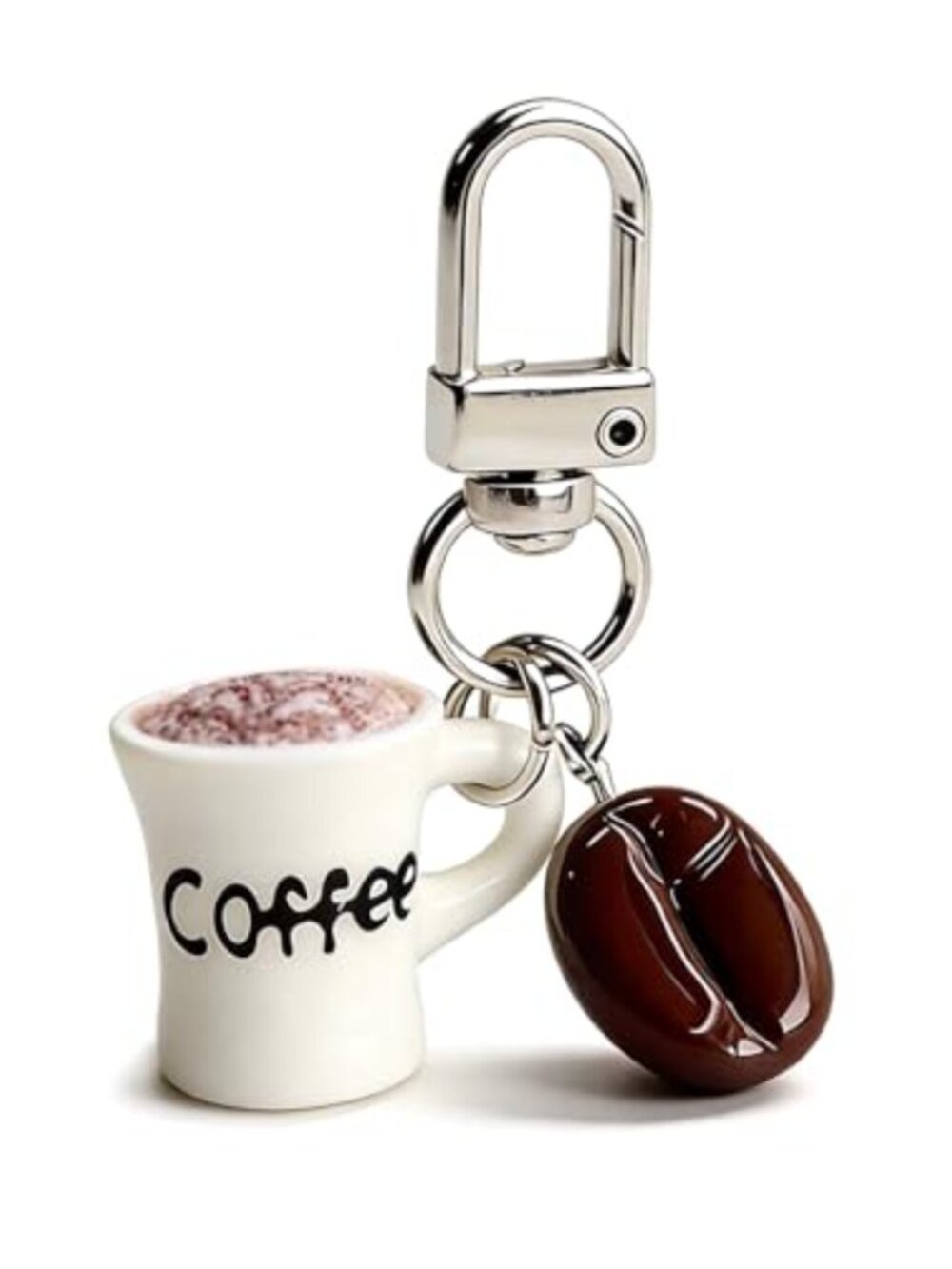 Coffee Keychain Bag Charm Alloy Resin Purse Accessory Keyring Gift